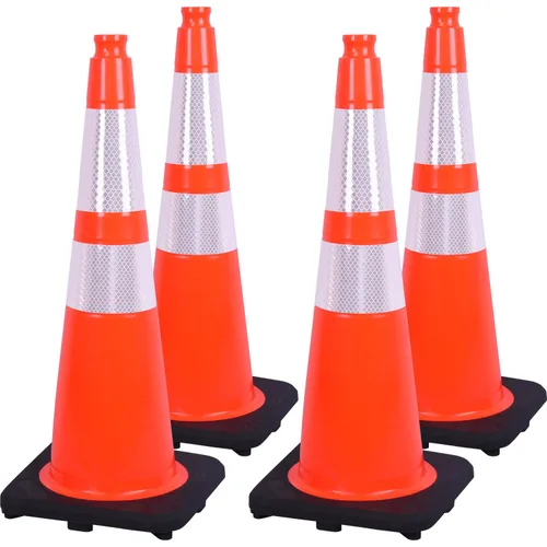 Miniatura 31 de Conos de Tráfico de PVC Naranja/Verde Fluorescente, Cono de Estacionamiento con Base Negra Pesada Estructuralmente Estable Resistente a