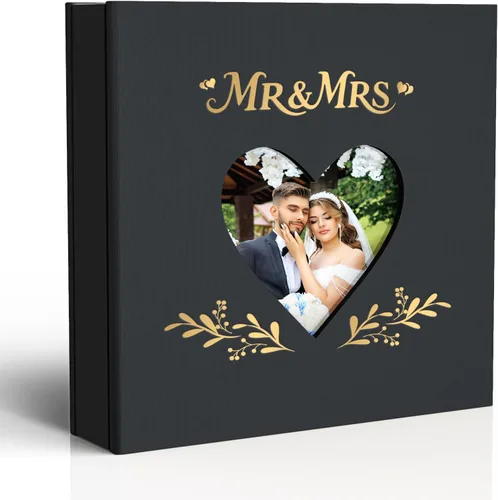 Miniatura 9 de Wedding Photo Album 4x6 with 400 Pockets, Custom Engraved Beige Leather Memory Book for Engagement, Bridal Shower & Keepsake Gift, Beige Leather