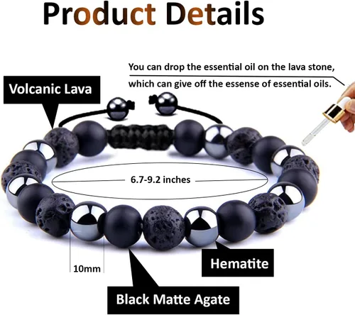 Miniatura 3 de Pulsera de triple protección para traer suerte y prosperidad hematita negra obsidiana ojo de tigre, pulsera Fengshui para mujeres y hombres