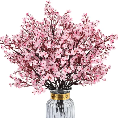 Miniatura 20 de 8 piezas flores artificiales de aliento de bebé, flores de seda amarillas de tacto real, flores falsas para jarrón, hogar, oficina, boda, Navidad