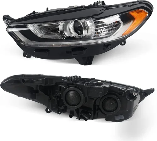 Miniatura 2 de FIONE para Ford Fusion Conjunto de Faros 2013 2014 2015 2016 Faros de Halógeno Proyector de Repuesto Carcasa Negra Lente Transparente Luz Frontal