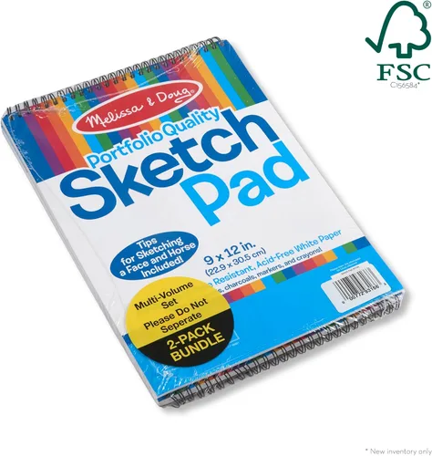 Miniatura 9 de Melissa & Doug Papel de dibujo, bloc de bocetos, paquete de 2 unidades para colorear, escribir o pintar (9 x 12 pulgadas), 50 hojas cada uno, bloc
