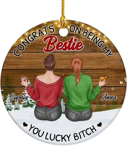 Miniatura 12 de Adorno de Bestie, Congrats On Being My Bettie You Lucky - Adorno de Navidad personalizado, regalos para alma gemela, árbol de Navidad colgante