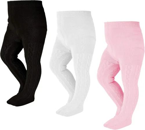 Epeius - Leggings de punto trenzado gruesas para bebés o niñas medias de algodón para recién nacido y niñas pequeñas paquete de 3 4 5 y 6 unidades