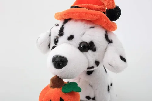 Miniatura 3 de Plushland Halloween Pawpals - Juguete de peluche de perro de 8 pulgadas que viene con sombrero y linterna Jack O Lantern de Halloween, calabaza