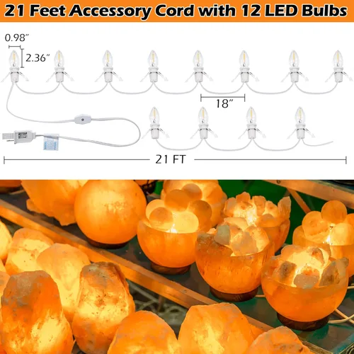 Miniatura 2 de Meonum Cable de accesorios con 12 bombillas LED, cable de luz C7 de aldea navideña con dos fusibles de repuesto, tira de luces de molde de soplado