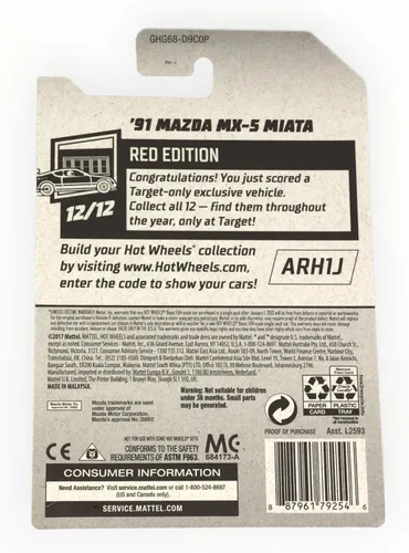 Miniatura 2 de Hot Wheels Mazda MX-5 Miata '91, edición roja 12/12