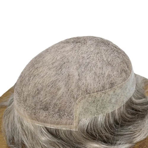 Miniatura 71 de Sistema de repuesto de cabello humano europeo con encaje frontal suizo para hombre, tupé para hombre, pieza de cabello, nudo blanqueado, línea #17