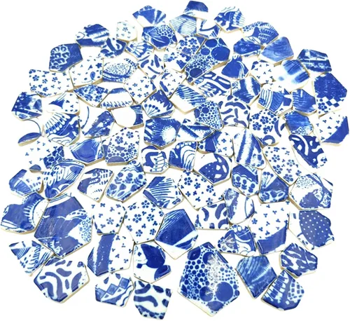 Miniatura 14 de Azulejos de mosaico de cerámica de porcelana de 1.1 libras, azulejos de mosaico irregulares rotos para suelo de manualidades, cocina, piscina