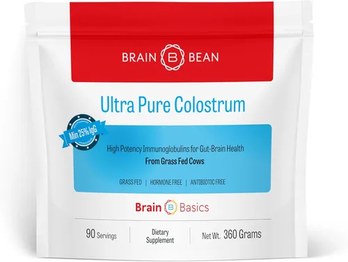 Miniatura 6 de Brain Basics Calostro ultra puro, 4000 mg por porción, mínimo 25% de anticuerpos IgG, salud intestino-cerebro-inmune, cabello y piel brillantes.