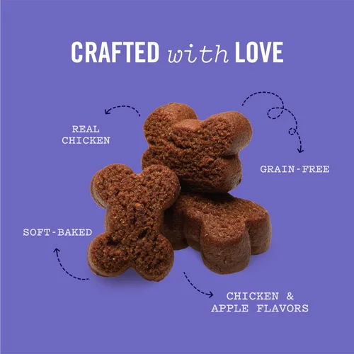 Miniatura 3 de Three Dog Bakery Salados Woof ers in Chicken & Apple - Golosinas bajas en grasa para perros, golosinas de entrenamiento para cachorros con sabor a