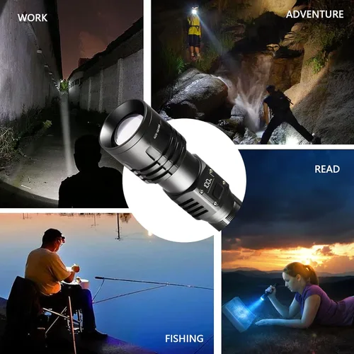 Miniatura 8 de Linternas LED Recargables de Alto Lúmenes, Linterna de 10000mAh de Alta Potencia Impermeable Más Brillante Linterna Zoomable con Foco