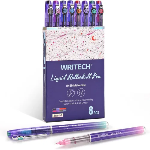 Miniatura 10 de WRITECH Bolígrafos de tinta líquida: bolígrafo de punta extra fina de 0.020 in, multicolor, 8 quilates, colores surtidos para diario, escritura