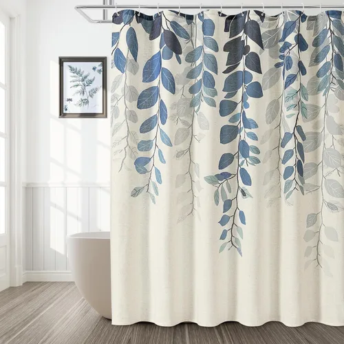 Miniatura 21 de BOODII Cortinas de ducha negras de 36 x 72 pulgadas, cortina de ducha de eucalipto de primavera para baño, cortina de baño con textura de flameado