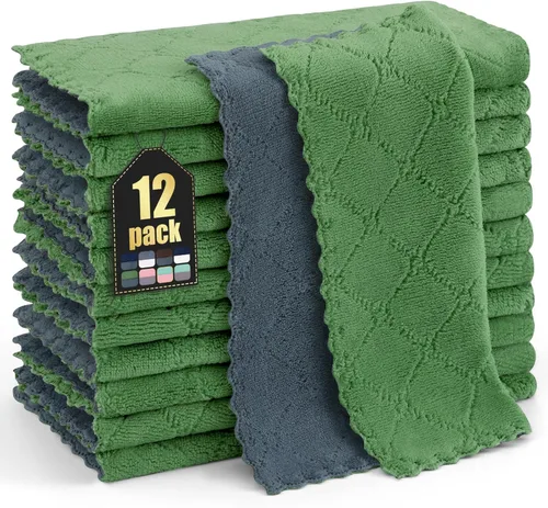 Miniatura 45 de Homaxy - Paquete de 12 trapos de cocina (10 x 10 pulgadas, morado), de terciopelo coral, supersuaves y absorbentes, de secado rápido, paño