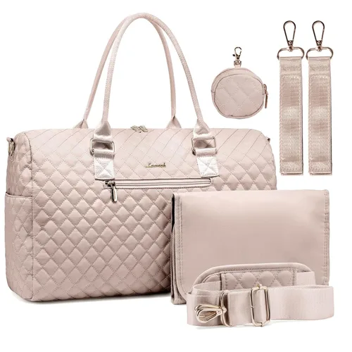 Miniatura 17 de LOVEVOOK - Bolso de pañales con estuche para chupete y cambiador, bolso grande de maternidad para hospital y viajes de fin de semana, bolso