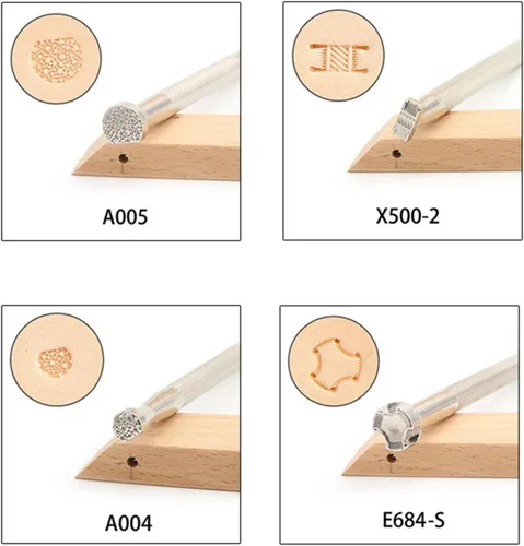 Miniatura 5 de Herramientas de estampado de cuero, juego de 4 sellos de cuero de acero inoxidable para manualidades, manualidades, trabajo hecho a mano