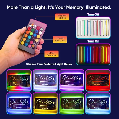 Miniatura 3 de VEELU Espejo con nombre personalizado iluminado para decoración de pared LED para habitación de niñas, letrero de neón con nombre personalizado, luz