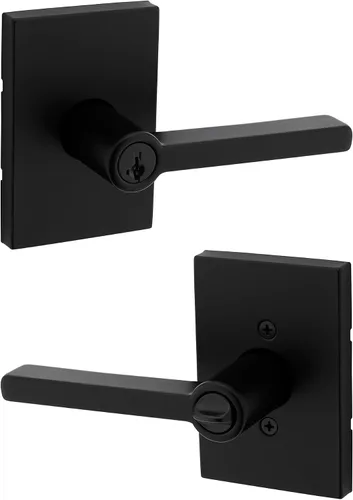 Miniatura 19 de Kwikset Halifax - Manija de puerta de paso interior, palanca para puertas de armario y pasillo, manija reversible sin bloqueo, color negro mate