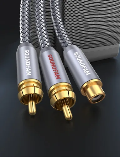 Miniatura 7 de Adaptador divisor en Y RCA 1 hembra a 2 macho RCA/Phono divisor cable estéreo Adaptador Y chapado en oro para subwoofer, TV, reproductor de CD, cine