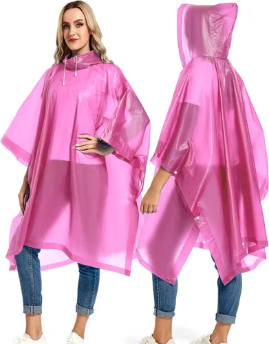 Miniatura 38 de Paquete de 2 ponchos de lluvia para adultos, reutilizables, impermeables, de supervivencia, emergencia, resistente, con capucha con cordón