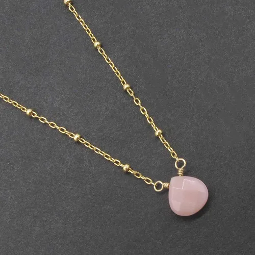 Miniatura 40 de Collar con colgante de piedra natal con piedra preciosa genuina, relleno de oro de 14 quilates, 18 pulgadas