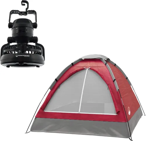Miniatura 13 de Wakeman Tents 2-Person Tent with Removable Rain Fly and Carry Bag – Comes with Camping Lantern with Fan – Weather-Resistant Camping Accessories by