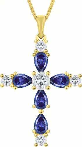 Miniatura 168 de YL Collar de cruz de plata de ley 925 con colgante de piedra natal religiosa para mujer