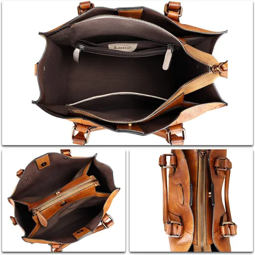 Miniatura 7 de Bolso bandolera de cuero genuino para mujer, bolso de hombro con asa superior