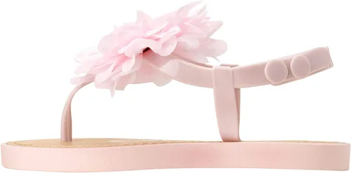 Miniatura 5 de bebe Sandalias para niñas zapatos de vestir planos de verano con punta abierta, sandalias con hebilla a presión con diseño de flores de gasa y suela