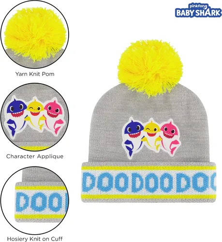Miniatura 3 de Nickelodeon Conjunto de gorro y guantes de invierno para niños, gorro de bebé Shark
