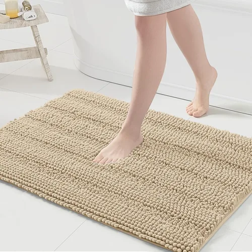 Miniatura 173 de Grandaily Alfombras de baño de felpilla a rayas de 24 x 16 pulgadas, extra gruesas y suaves, absorbentes, parte trasera de goma, alfombra de ducha