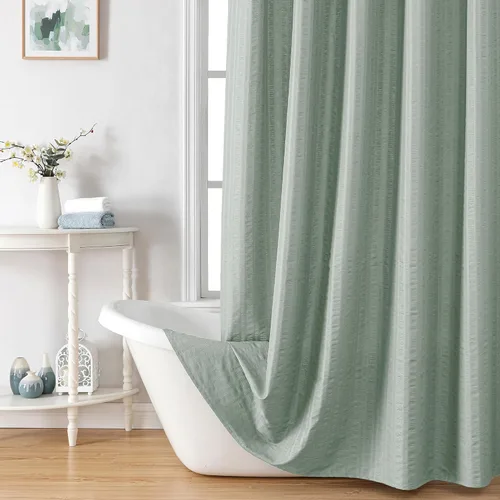 Miniatura 3 de Aiyufeng Moga - Cortina de ducha verde salvia, cortinas de ducha texturizadas en relieve 3D para baño, cortina de baño de tela de poliéster de lujo