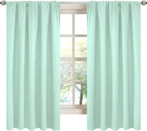 LA PALMA Cortinas opacas con bolsillo para cortinero para sala de estar, bloqueo de luz, aislamiento térmico, reducción de ruido, cortinas de