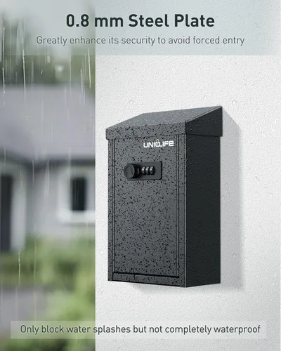 Miniatura 3 de Uniclife Caja para llaves para exterior, caja de donación de metal con cerradura de combinación, caja de sugerencias segura, buzón montado