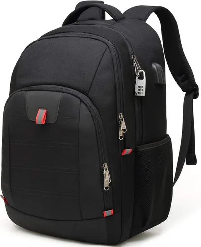 Della Gao Mochila para computadora portátil para hombres, mochila grande antirrobo de viaje de negocios con puerto de carga USB, bolsa de
