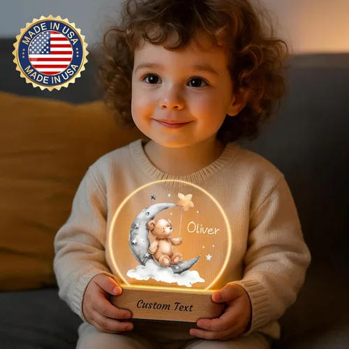 Miniatura 2 de Luz nocturna personalizada para niños, regalos de bebé personalizados para niños y niñas, recién nacidos, letrero de decoración de habitación