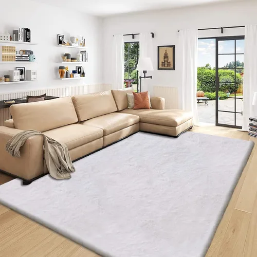 Miniatura 71 de ORINOVA Alfombra de felpa marrón claro beige de 8 x 10 pies para sala de estar, alfombra bohemia esponjosa de piel de conejo grande para dormitorio