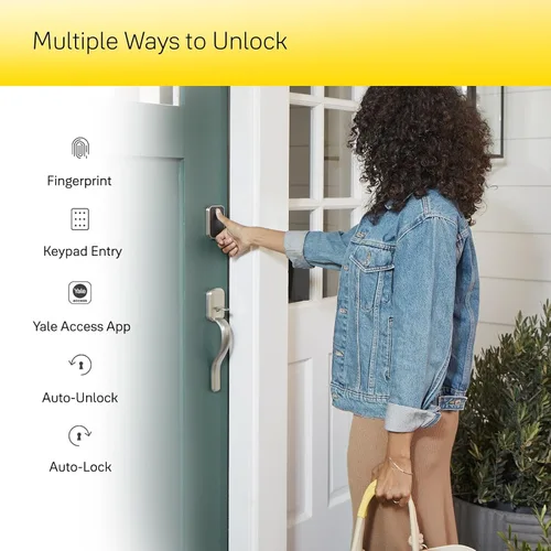 Miniatura 5 de Yale Security Assure Lock - Cerradura de seguridad de 2 táctiles, cerradura inteligente de puerta de entrada con llave de gamuza negra con teclado