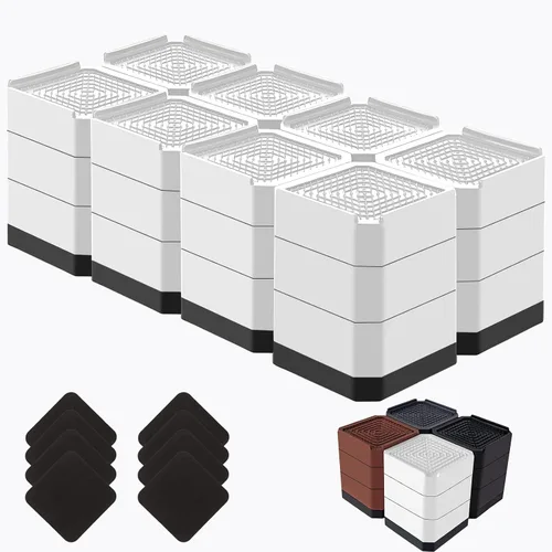 Miniatura 26 de Elevadores de cama resistentes, bloques elevadores de muebles ajustables de 1.5, 3, 4.3 pulgadas para patas de sofá, mesa, escritorio, refrigerador
