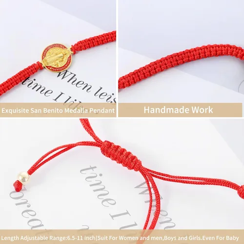 Miniatura 3 de 612 pulseras de la Virgen María San Benito San Juda rosario hechas a mano nudo rojo pulsera de la suerte para hombres o mujeres como regalo y se