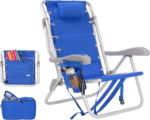 Miniatura 15 de Mochila acolchada de alta resistencia para adultos con reposapiés y bolsa enfriadora Coloque plana, 5 posiciones reclinables Bolsa térmica