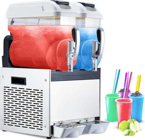 Miniatura 3 de Acekool Máquina de granizado comercial blanca – Tanque de 15 Lx3, 860 W de potencia, conservación de temperatura, ideal para margaritas, batidos