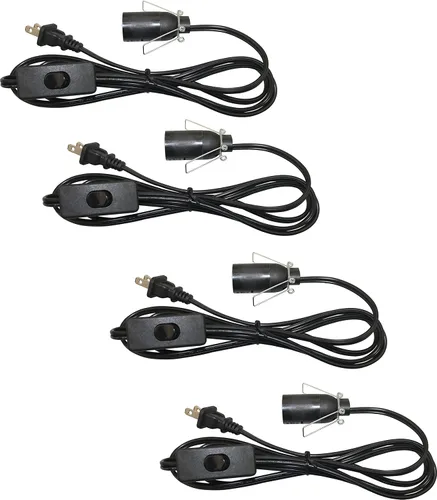 Miniatura 9 de Cable de repuesto para lámpara de sal de 6 pies con interruptor de encendido/apagado y base de candelabro E12, Negro