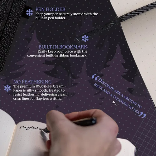 Miniatura 3 de Dingbats* Cuaderno de Escritura con Líneas de Vida Silvestre A5 - Tapa Dura de Cuero Vegano - Ideal para Trabajo, Viajes - Bolsillo, Cierre Elástico