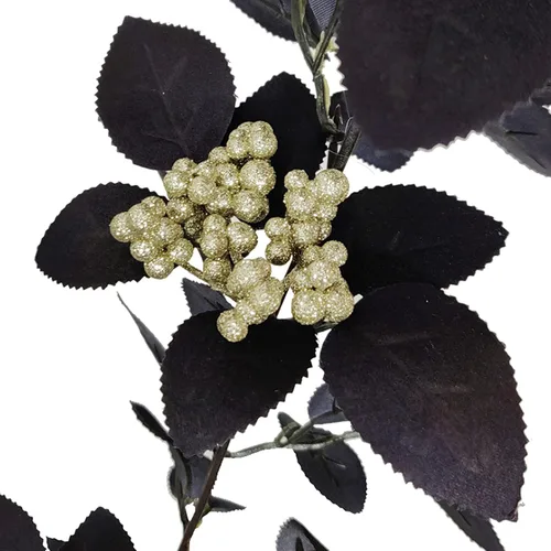Miniatura 5 de Guirnalda artificial de seda negra de 5.9 pies para Halloween, flores artificiales de seda con hojas, flores decorativas artificiales para colgar