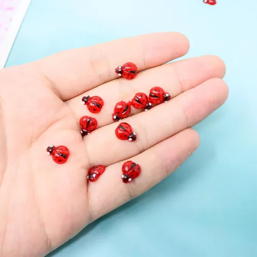 Miniatura 5 de Honbay 60 dijes de resina de mariquita para uñas, cabujones de resina de mariquita, sin agujero, para decoración de uñas, funda de teléfono, álbumes