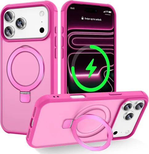 Miniatura 60 de CHAOFEnG Funda magnética compatible con iPhone 11 con soporte, prueba de caídas de grado militar, compatible con imán, anillo translúcido, parte
