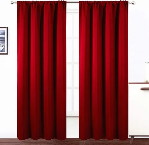 Miniatura 109 de LEMOMO Cortinas opacas negras para cocina, 42 x 45 pulgadas, juego de 2 paneles de cortinas opacas con bolsillo para cortinero para ventana pequeña