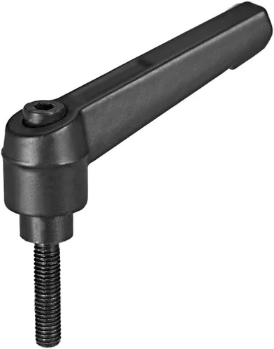 uxcell Manija de palanca de sujeción ajustable M5 x 0.787 in óxido negro métrico acero al carbono macho roscado perillas de mano con botón de